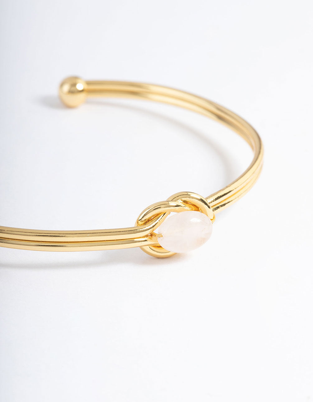 Gold Plated Rose Quartz Knot Cuff Bracelet