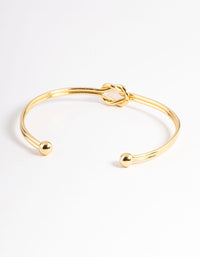 Gold Plated Rose Quartz Knot Cuff Bracelet - link has visual effect only