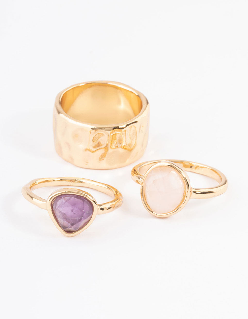 Gold Plated Shard Textured Stack Ring