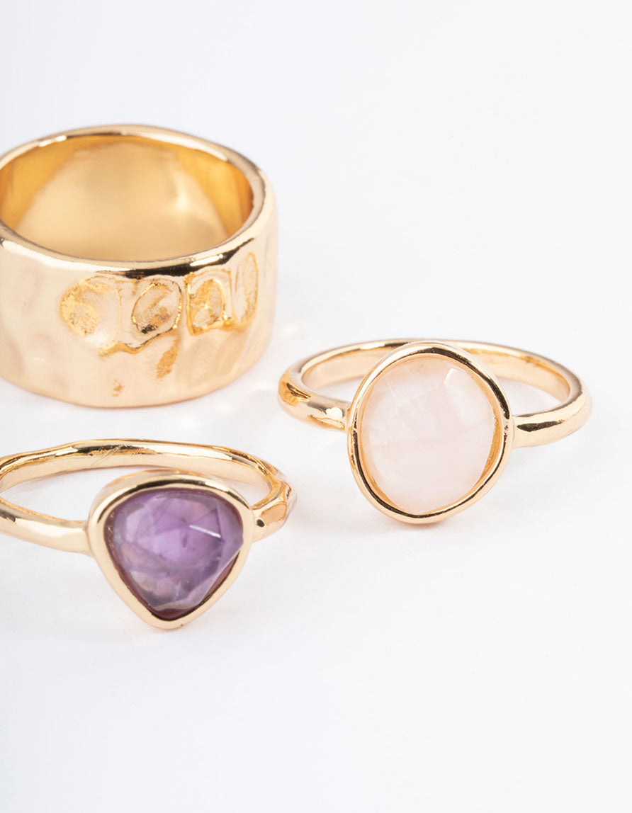 Gold Plated Shard Textured Stack Ring