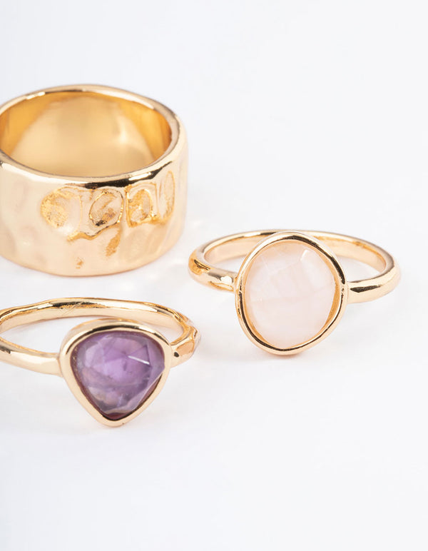 Gold Plated Shard Textured Stack Ring