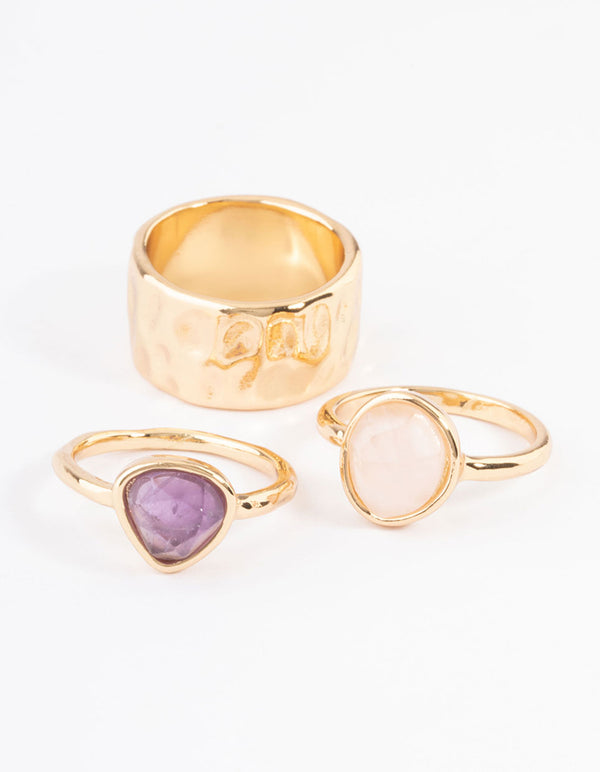 Gold Plated Shard Textured Stack Ring