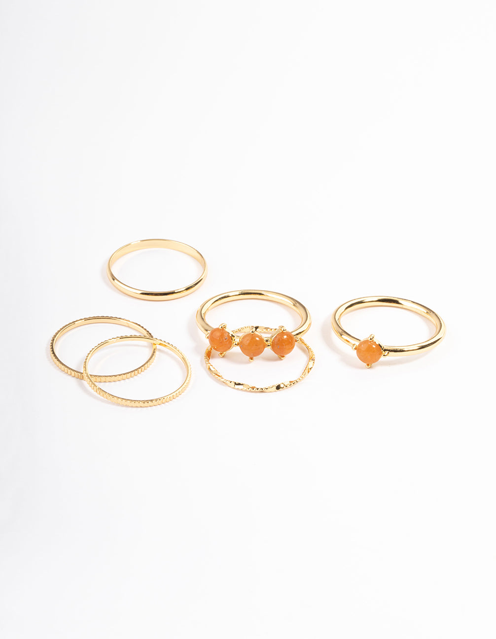 Gold Plated Orange Triangle Round Stack Ring