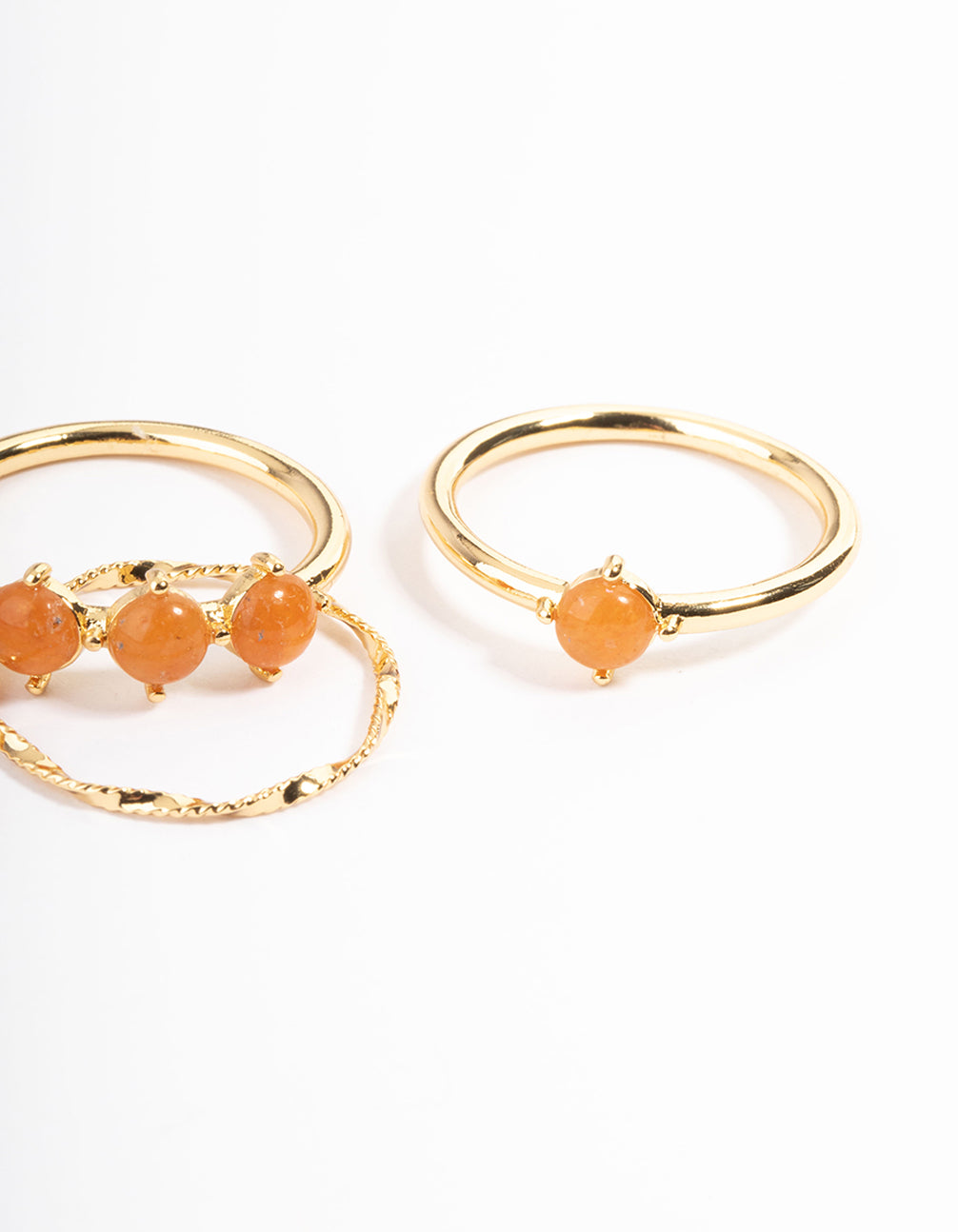 Gold Plated Orange Triangle Round Stack Ring