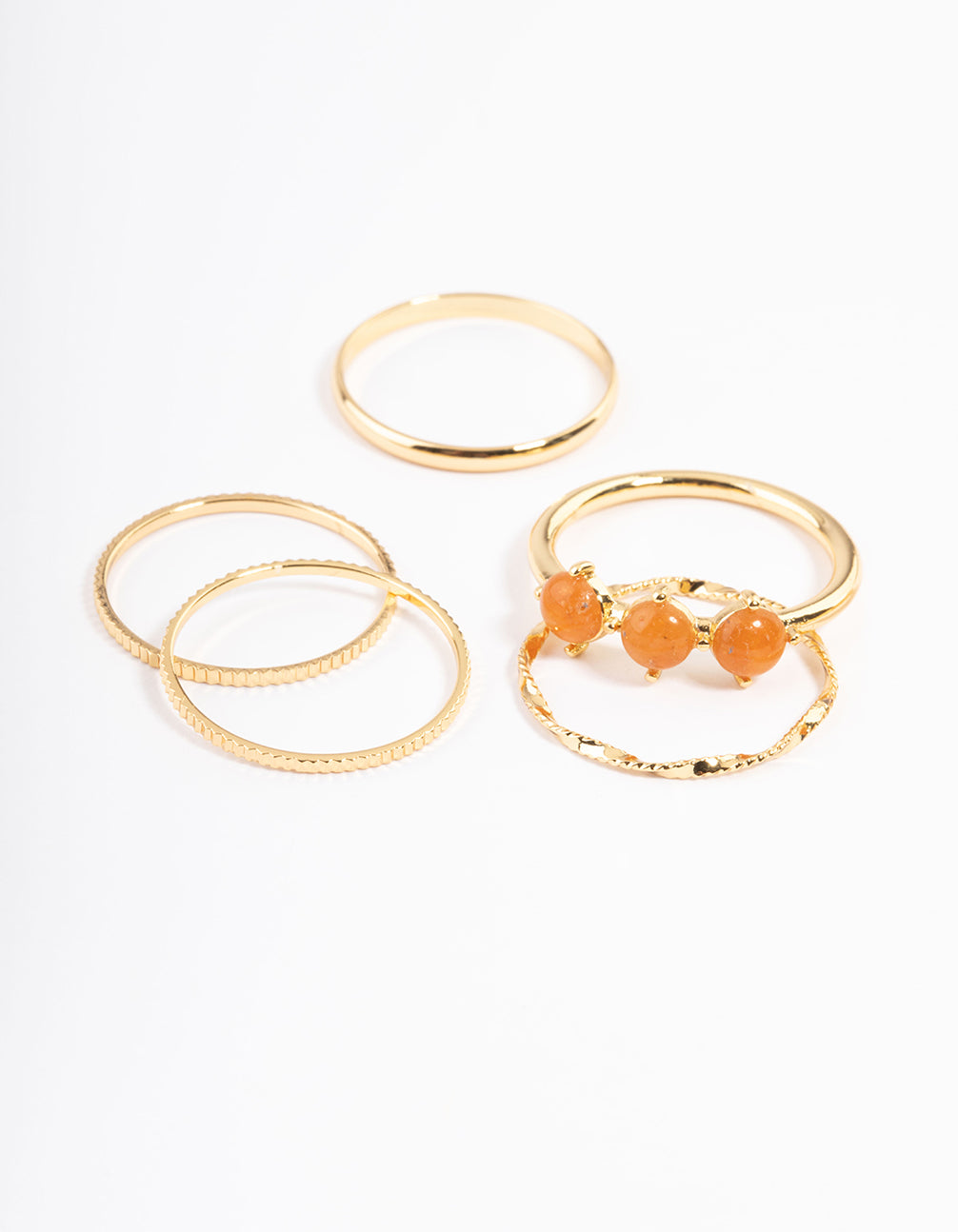 Gold Plated Orange Triangle Round Stack Ring