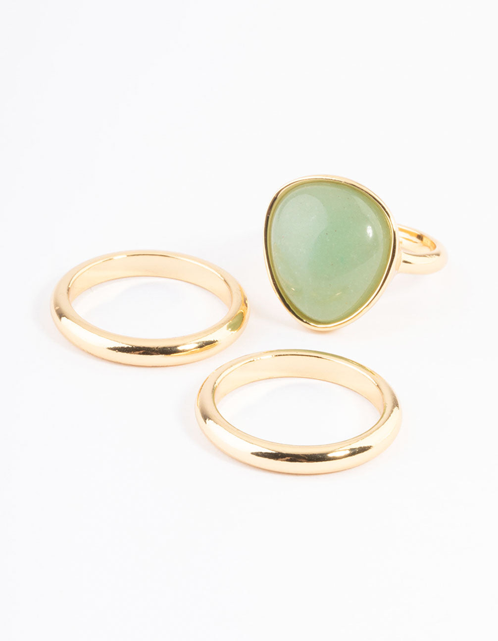 Gold Plated Green Adventurine Teardrop Stack Ring
