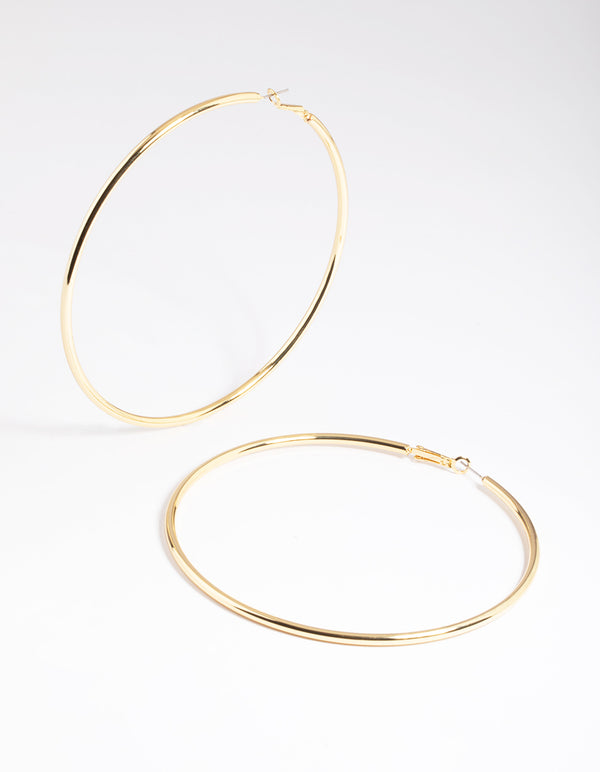 Gold Plated Brass Oversized Hoop Earrings