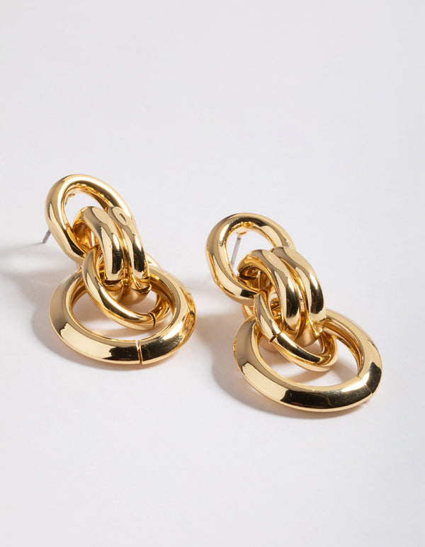 Gold Plated Brass Link Statement Earrings