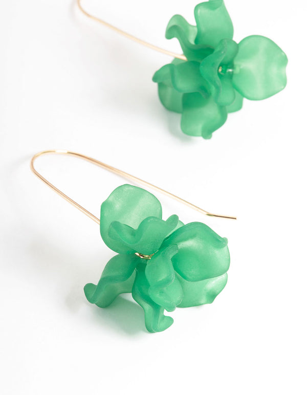 Gold Mini Frosted Flower Drop Earrings