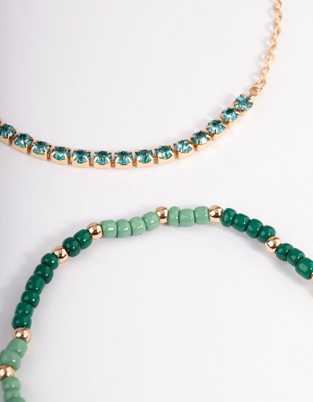 Gold Mixed Bead & Pearl Chain Bracelet 4-Pack