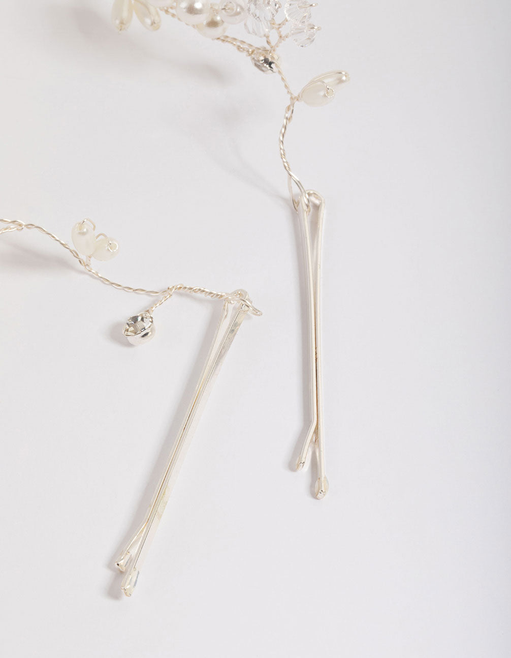 Silver Diamante & Pearl Hair Drape