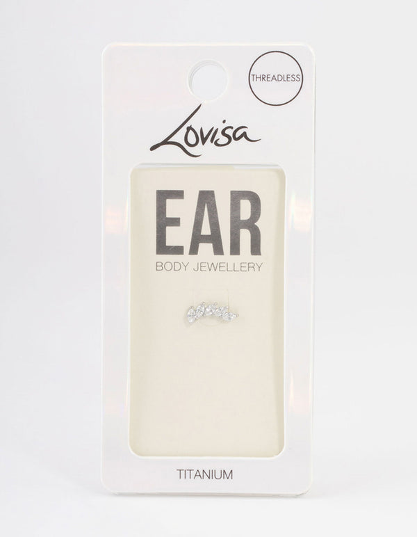 Titanium Curve Marquise Threadless Flat Back