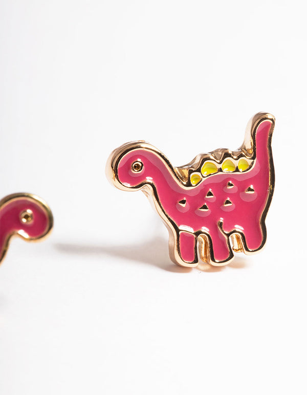 Gold Dinosaur Stud Earrings
