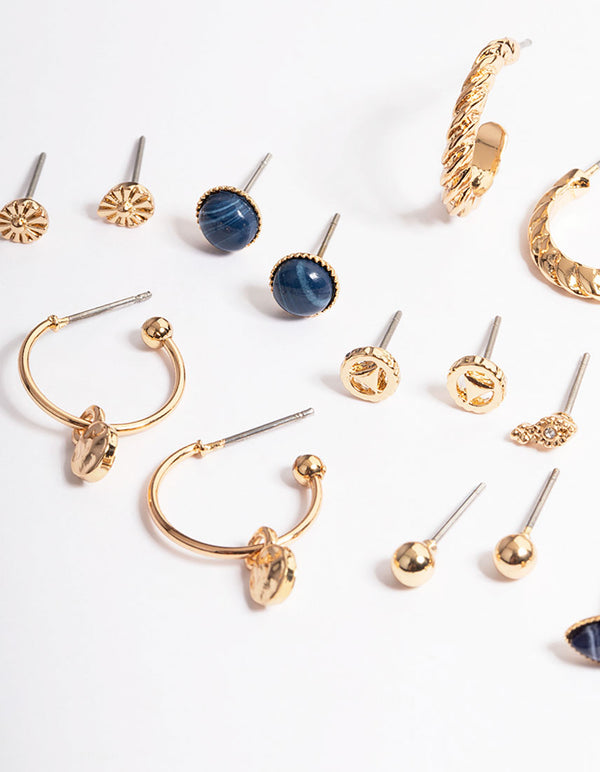 Gold Resin Hoop & Stud Earring 12-Pack