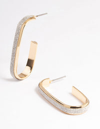 Silver Glitter Oval Hoop Earrings - link has visual effect only