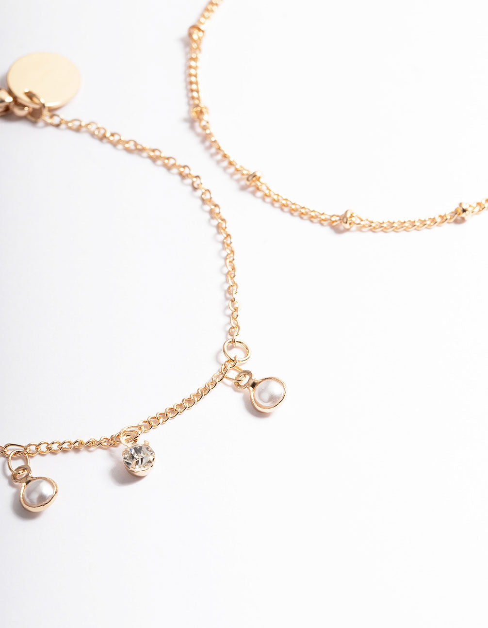 Gold Dainty Diamante & Pearl Bracelet Pack