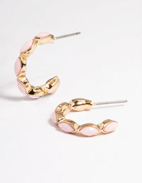Pink Marquise Mini Hoop Earrings - link has visual effect only