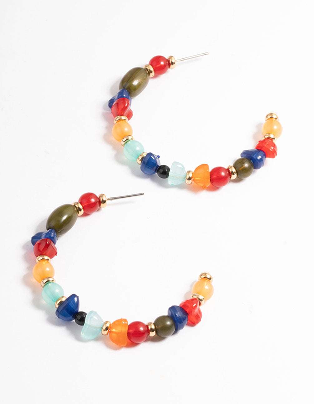 Gold Mixed Bead Inside Hoop Earrings