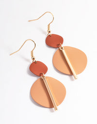 Brown Disc & Stick Drop Earrings - link has visual effect only