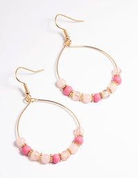 Pink Multi Bead Pear Drop Earrings - link has visual effect only