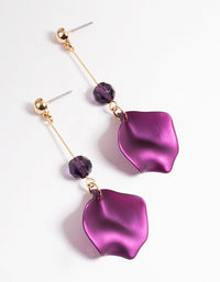 Purple Bead Petal Drop Earrings - link has visual effect only