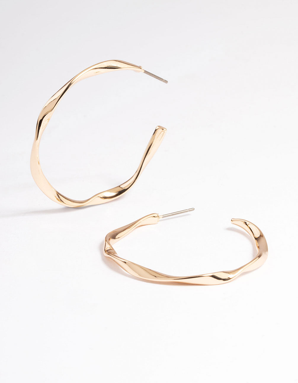 Gold Ribbon Twist Hoop Earrings