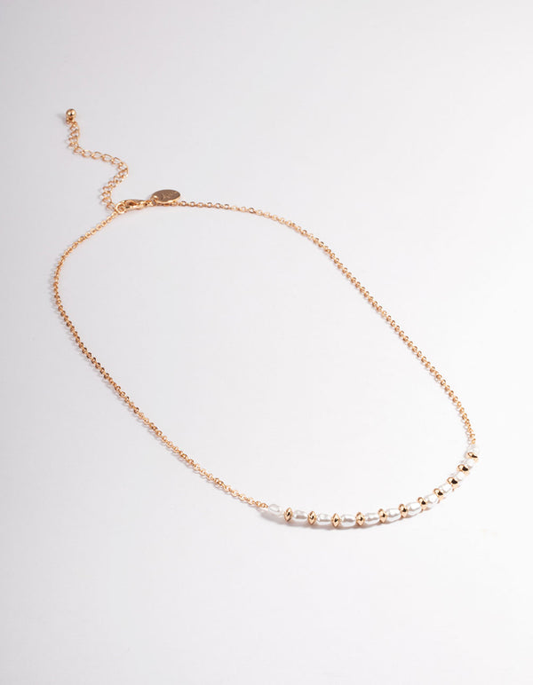 Gold Pearl Smile Necklace