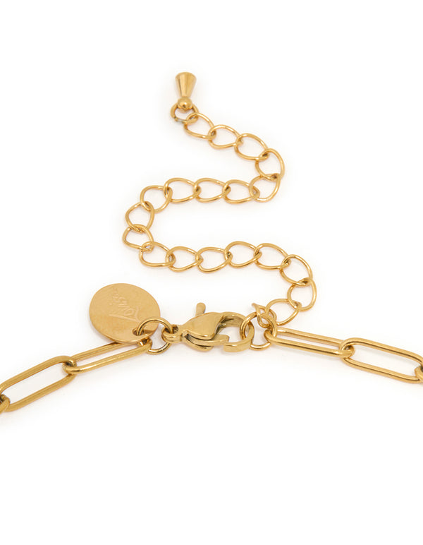 Waterproof Gold Plated Stainless Steel Open Oval Link Necklace