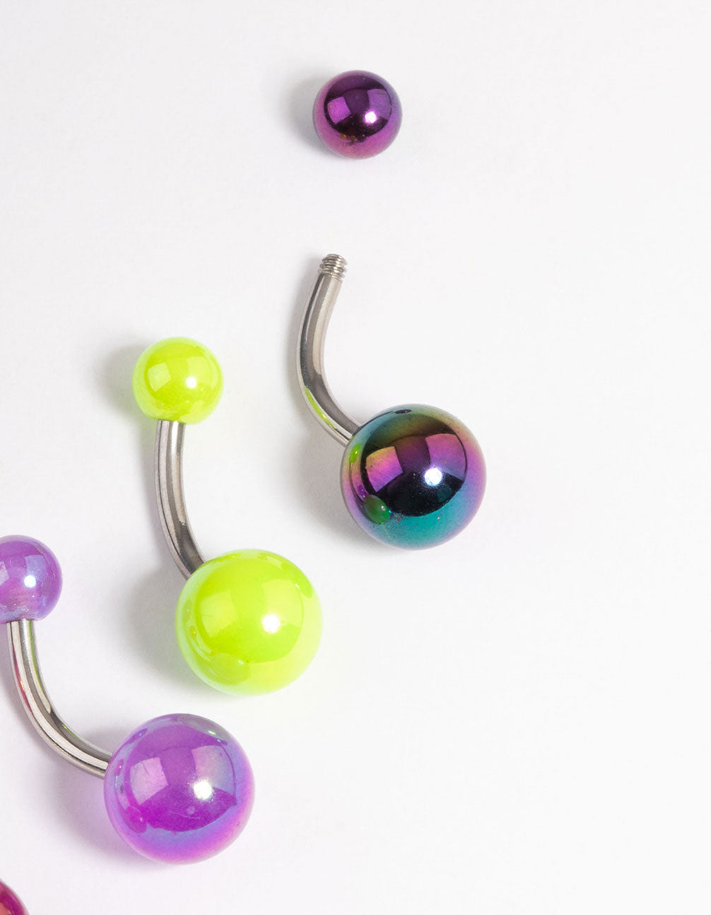 Surgical Steel Acrylic Belly Ring 4-Pack