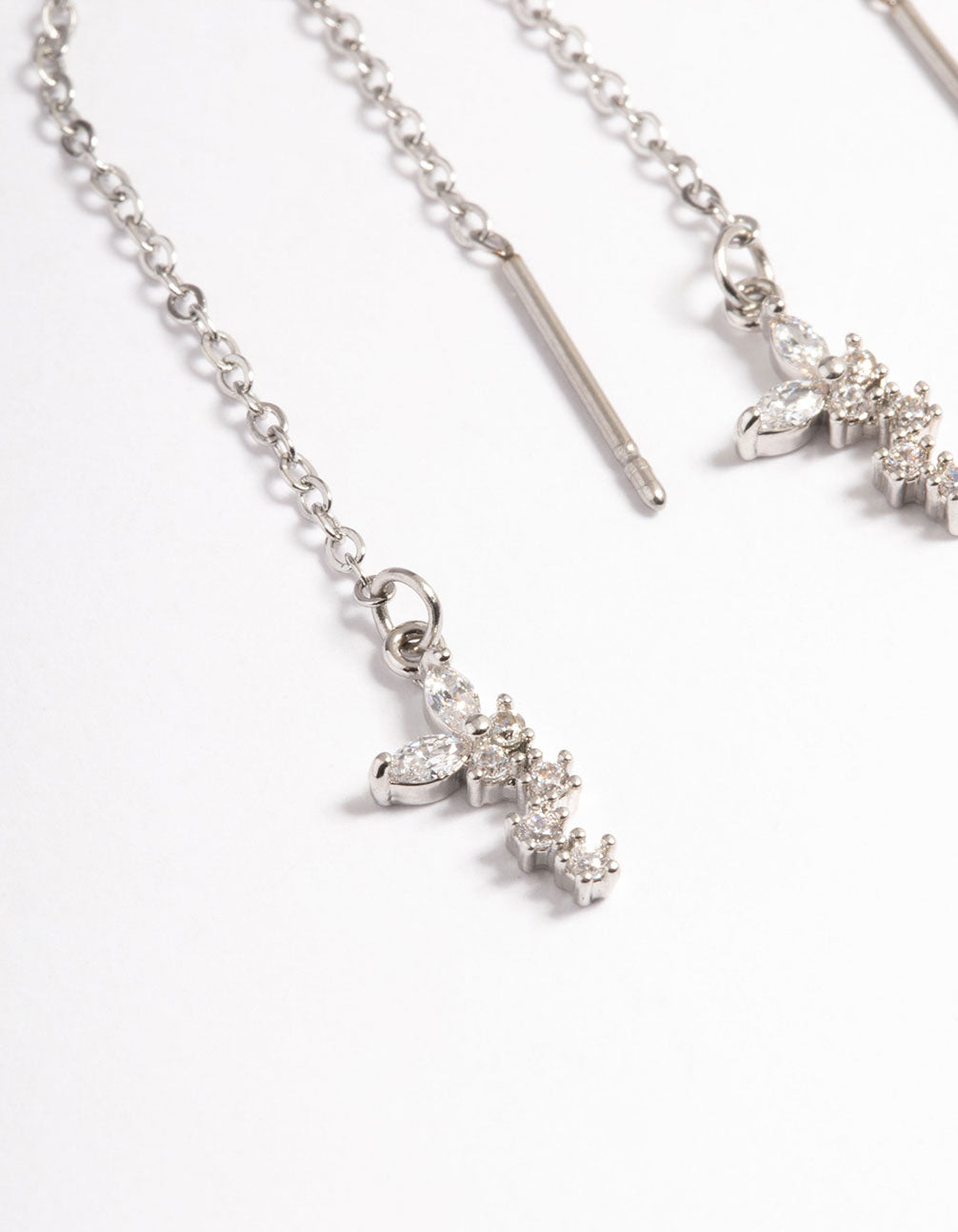 Silver Surgical Steel Butterfly Chain Drop Earrings