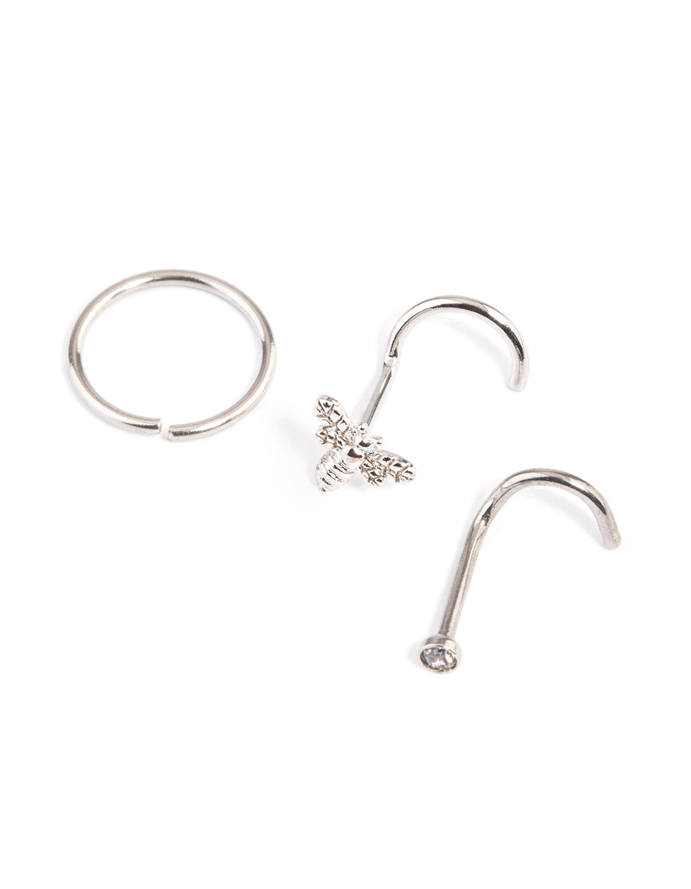 Surgical Steel Crystal Bee Nose Pack