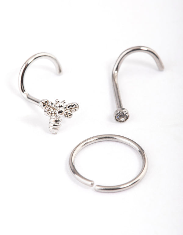 Surgical Steel Crystal Bee Nose Pack