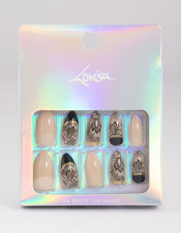 Neutral Lace Press On Nails