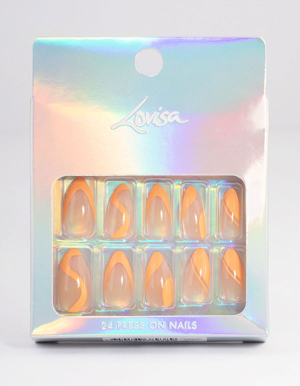Orange Swirl Press On Nails