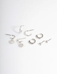 Silver Molten Disc Earrings 4-Pack - link has visual effect only