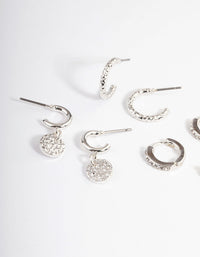 Silver Molten Disc Earrings 4-Pack - link has visual effect only