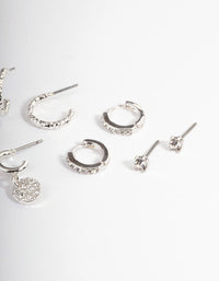 Silver Molten Disc Earrings 4-Pack - link has visual effect only