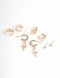 Gold Snake Cupchain Hoop Earrings 4-Pack - link has visual effect only