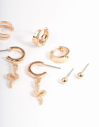 Gold Snake Cupchain Hoop Earrings 4-Pack - link has visual effect only