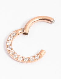 Titanium Rose Gold Cubic Zirconia Mixed Clicker Ring 6mm - link has visual effect only