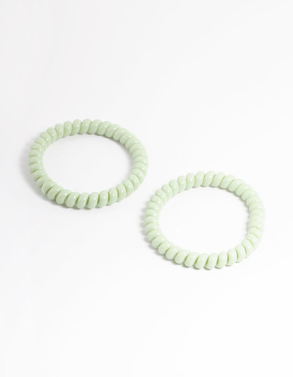Green Plastic Narrow Hair Spiral Pack