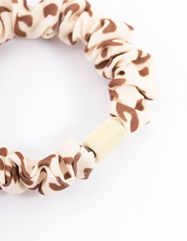 Brown Fabric Clamp Thin Scrunchie
