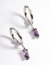 Surgical Steel Square Cubic Zirconia Hoop Earrings - link has visual effect only