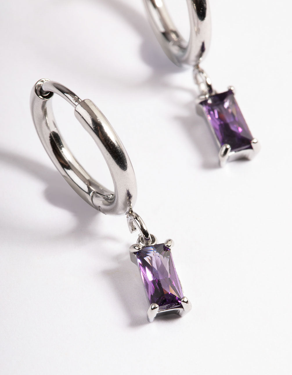 Surgical Steel Square Cubic Zirconia Hoop Earrings