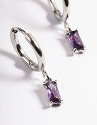Surgical Steel Square Cubic Zirconia Hoop Earrings - link has visual effect only