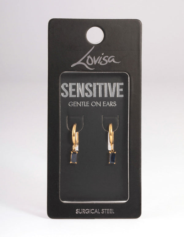 Gold Plated Square Cubic Zirconia Hoop Earrings