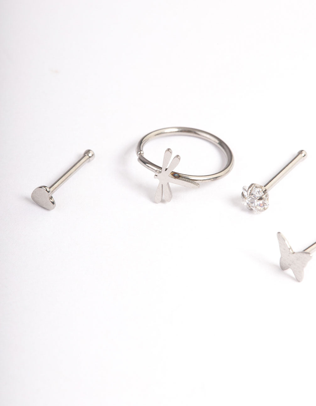 Surgical Steel Butterfly & Bee Nose Stud 4-Pack