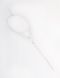 Silver Mixed Disc Pendant Y Layered Necklace - link has visual effect only