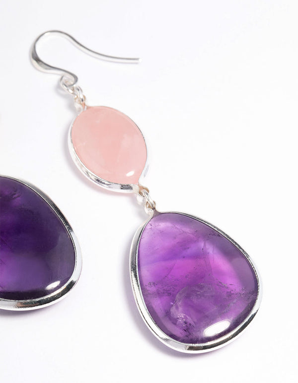 Silver Plated Statement Oval Drop Earrings
