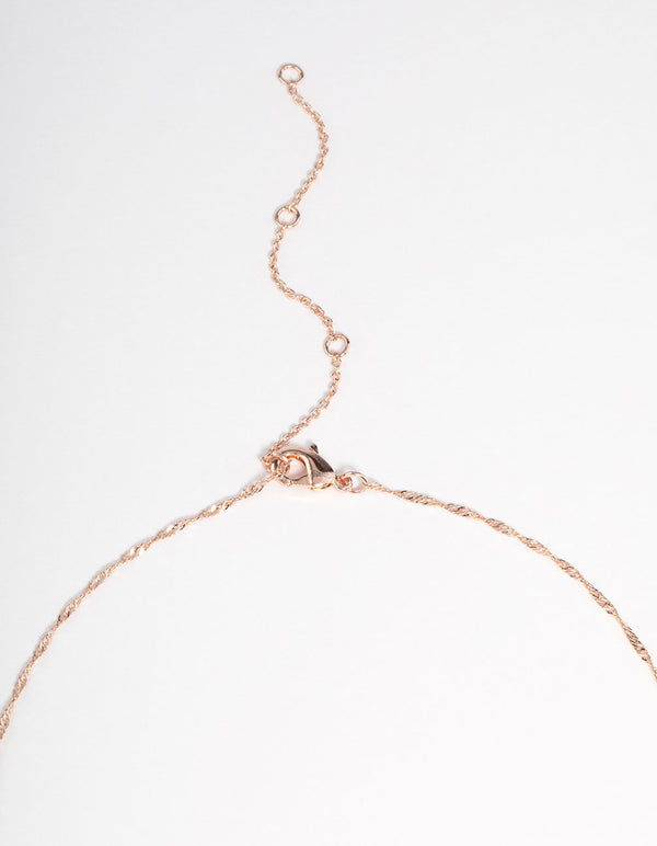Rose Gold Plated Rose Quartz Shard Twist Necklace